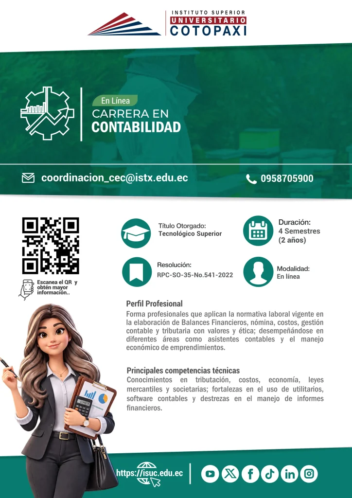 FFlyer Publicitario Carrera de Electromecánica Contabilidad en Línea