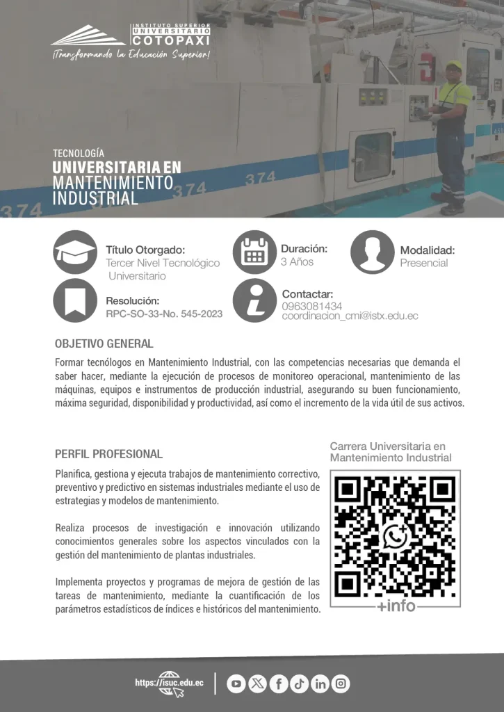 Tecnología Universitaria en Mantenimiento Industrial
