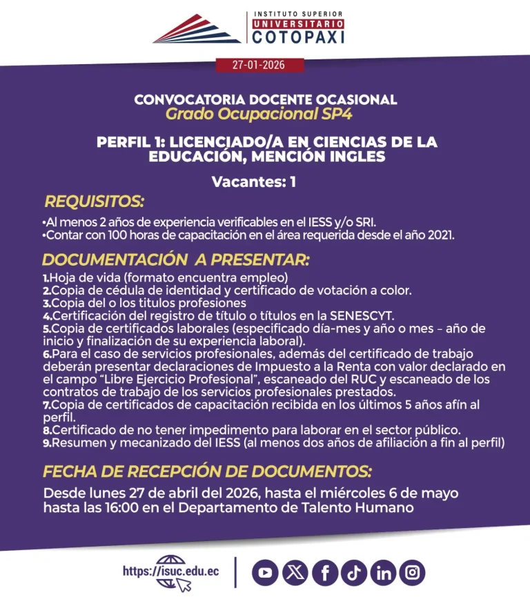 Licenciado/a en ciencias de la educación, mención Ingles