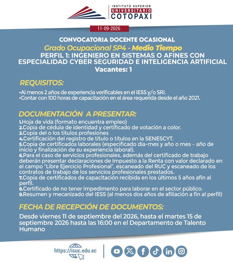 Ingeniero en Sistemas Cyber Seguridad Medio Tiempo