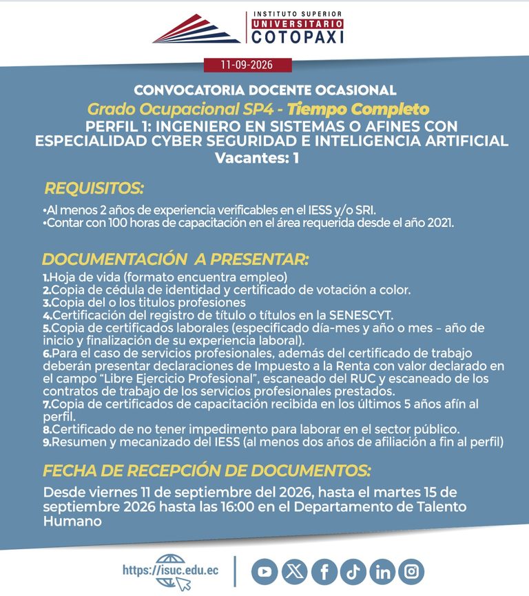 Ingeniero en Sistemas Cyber Seguridad Tiempo Completo