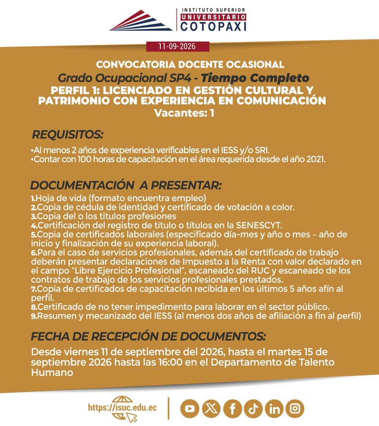 Licenciado/a en Gestión Cultural Tiempo Completo